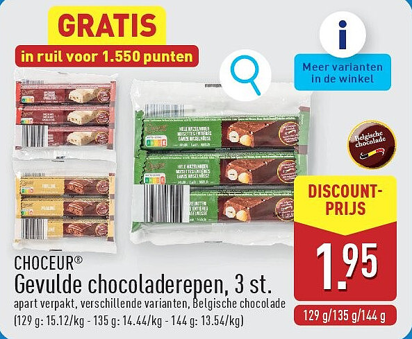 Gevulde chocoladerepen, 3st.