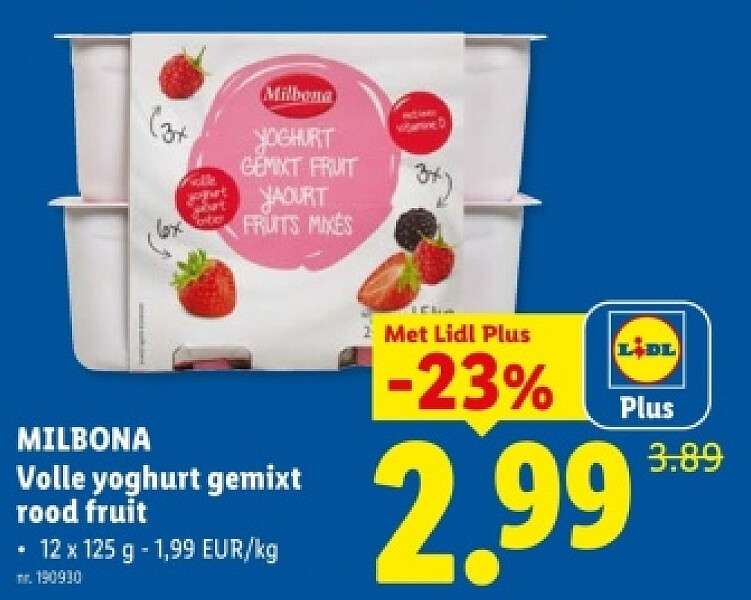 Volle yoghurt gemixt rood fruit
