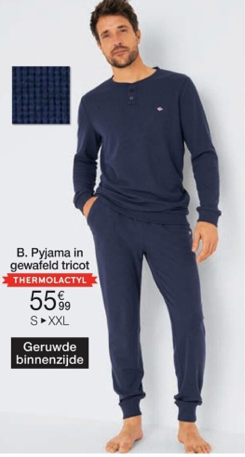 Pyjama in gewafeld tricot, Thermolactyl