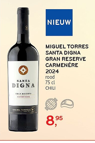 MIGUEL TORRES SANTA DIGNA GRAN RESERVE CARMENÉRE 2024