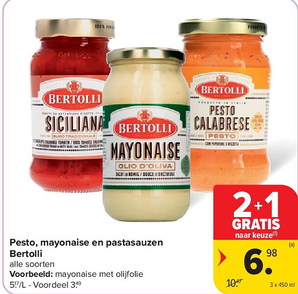 Pesto, mayonaise en pastasauzen Bertolli