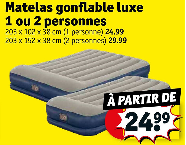 Matelas gonflable luxe 1 ou 2 personnes 203 x 102 x 38 cm