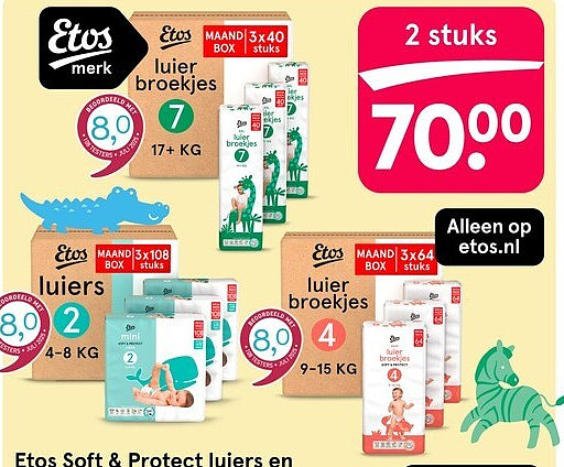 Etos Soft & Protect luiers en luierbroekjes megaboxen