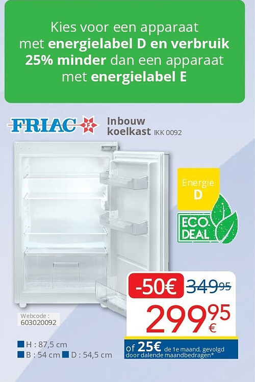 Friac Inbouw koelkast IKK 0092