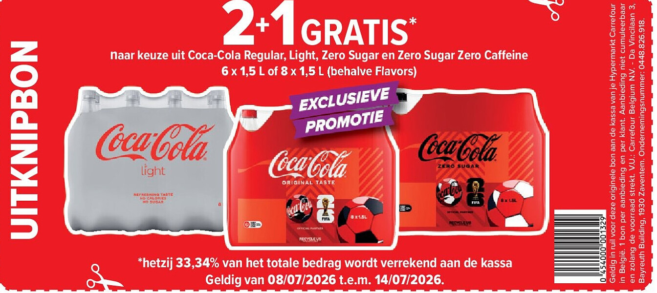 naar keuze uit Coca-Cola Regular, Light, Zero Sugar en Zero Sugar Zero Caffeine 6 x 1,5 L of 8 x 1,5 L (behalve Flavors)