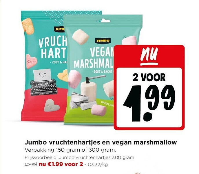 Jumbo vruchtenhartjes en vegan marshmallow