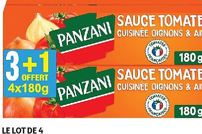 Sauce tomate oignons Panzani, lot de 3 x 180 g