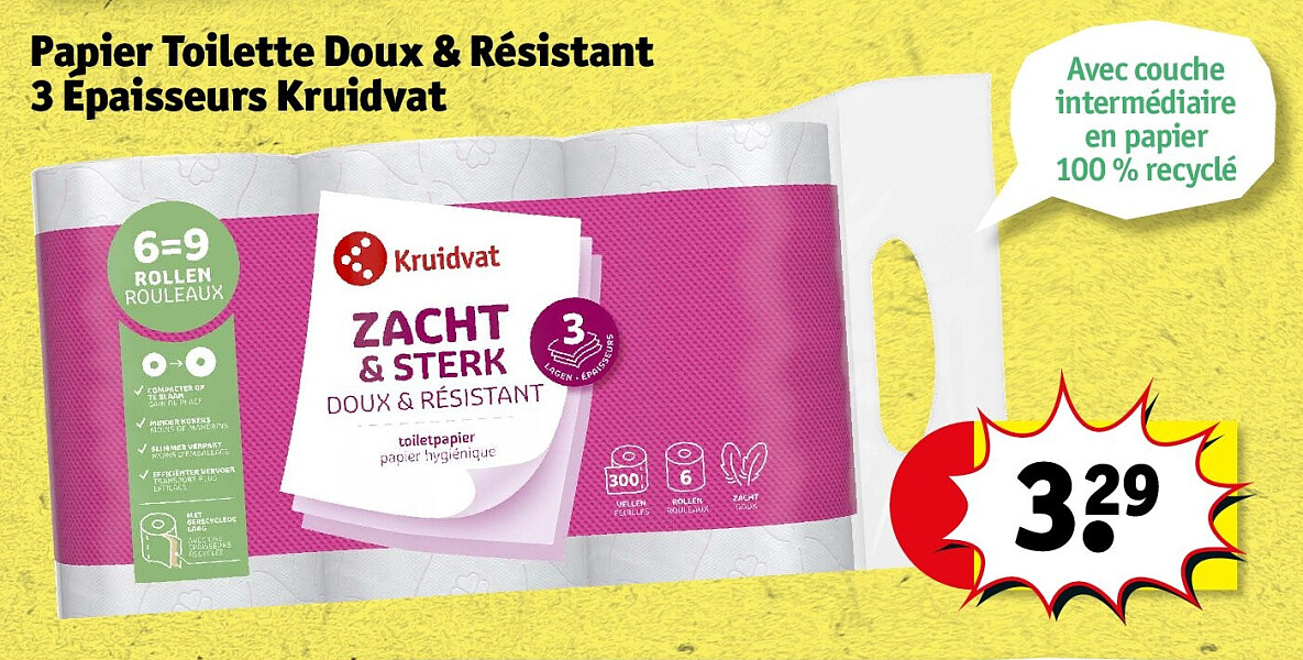 Papier Toilette Doux & Résistant 3 Épaisseurs Kruidvat