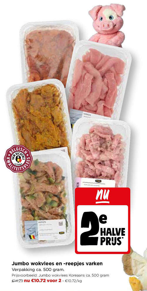 Jumbo wokvlees en -reepjes varken