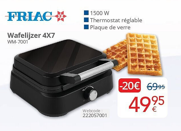 Friac Wafelijzer 4X7 WM-7001