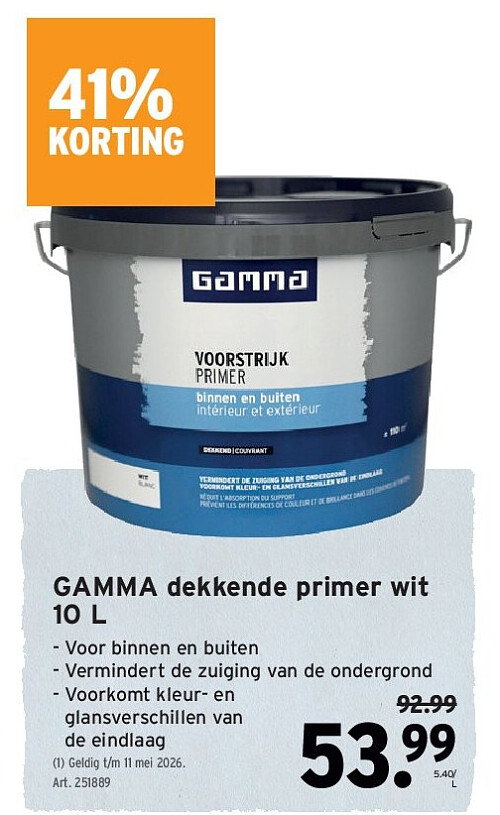 GAMMA dekkende primer wit 10 L