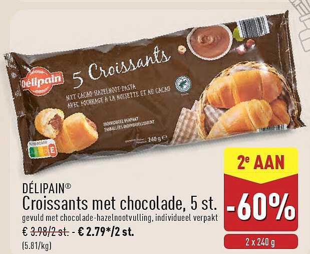 Croissants met chocolade, 5st.