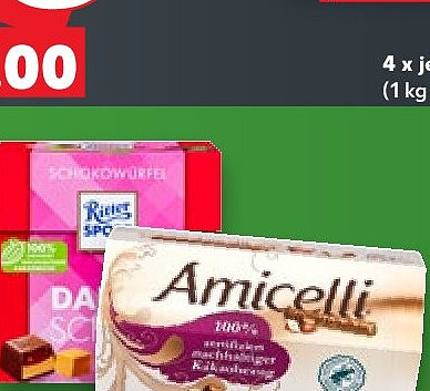 Amicelli Waffelröllchen oder Ritter Sport Schokowürfel