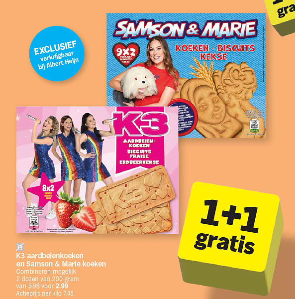 K3 aardbeienkoeken en Samson & Marie koeken