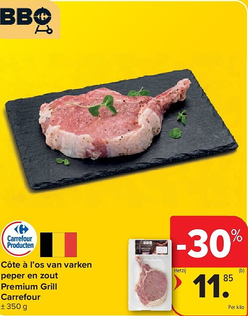 Côte à l’os van varken peper en zout Premium Grill Carrefour