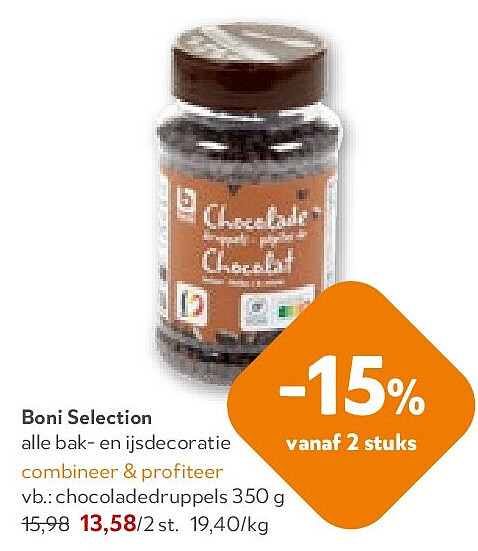 Boni Selection chocoladedruppels 350 g