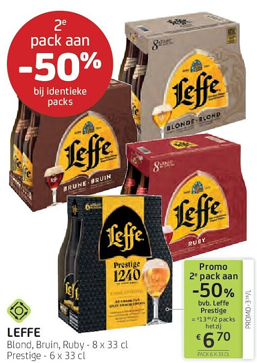 Leffe Blond, Bruin, Ruby 8 x 33 cl / Prestige 6 x 33 cl