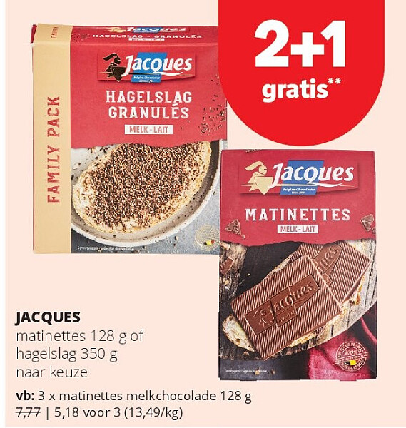 JACQUES matinettes melkchocolade 128 g