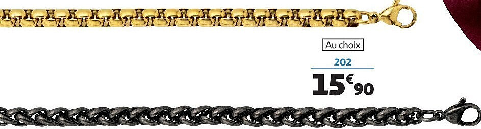 Bracelet acier doré ou acier noir, au choix