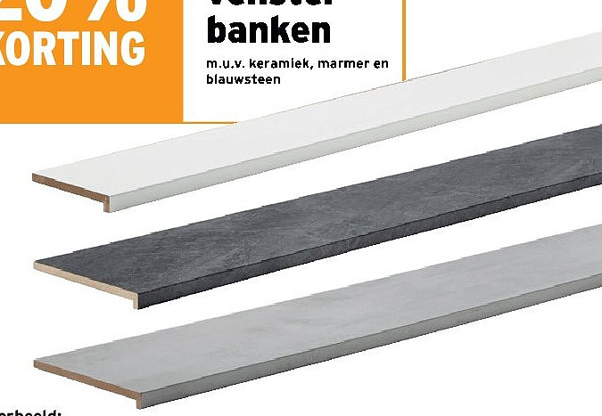 Vensterbank MDF leisten 250x30 cm, dikte 14 mm