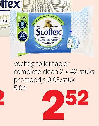SCOTTEX vochtig toiletpapier complete clean 2 x 42 stuks
