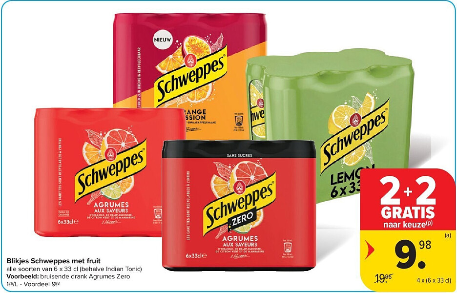 Blikjes Schweppes met fruit