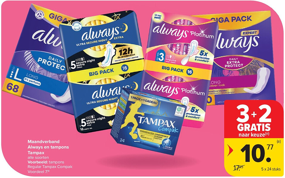 Maandverband Always en tampons Tampax