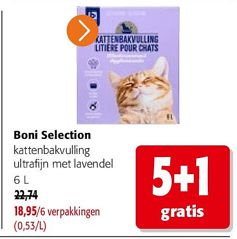 Boni Selection kattenbakvulling ultrafijn met lavendel 6 L