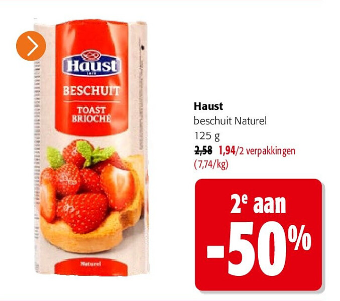 Haust beschuit Naturel 125 g