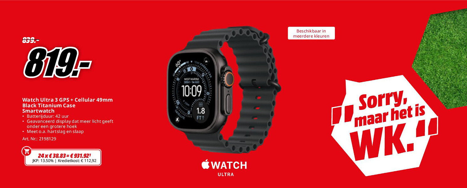 Watch Ultra 3 GPS + Cellular 49mm Black Titanium Case Smartwatch