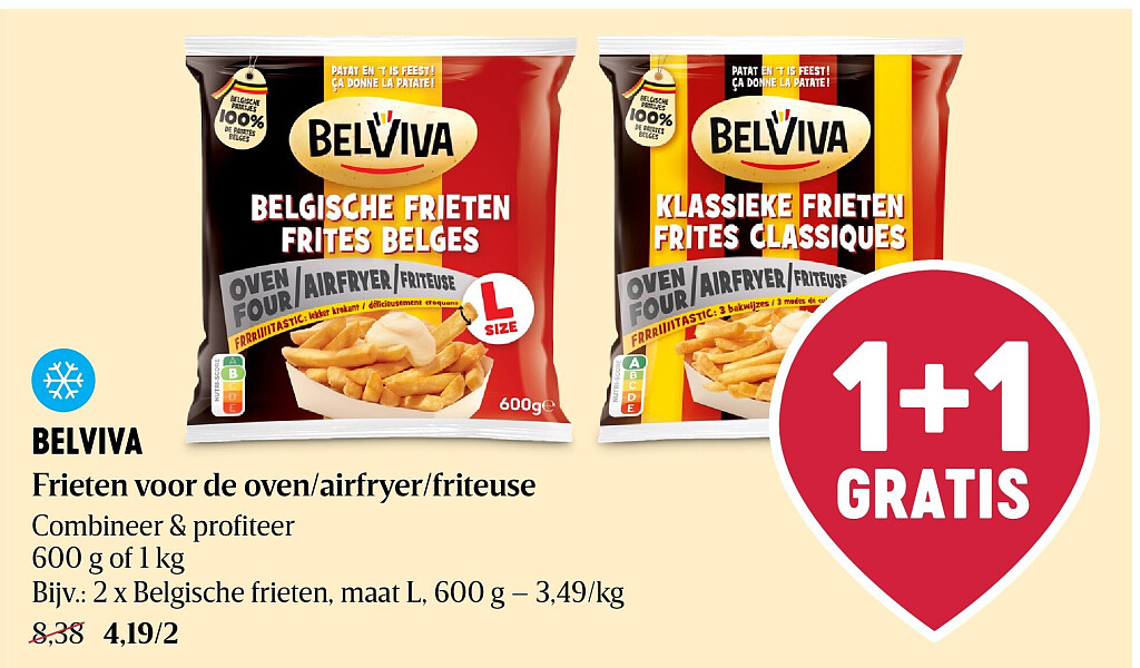 BELVIVA Frieten voor de oven/airfryer/friteuse