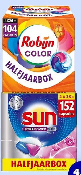 Robijn Color Halfjaarbox en Sun Ultra Power Plus Halfjaarbox