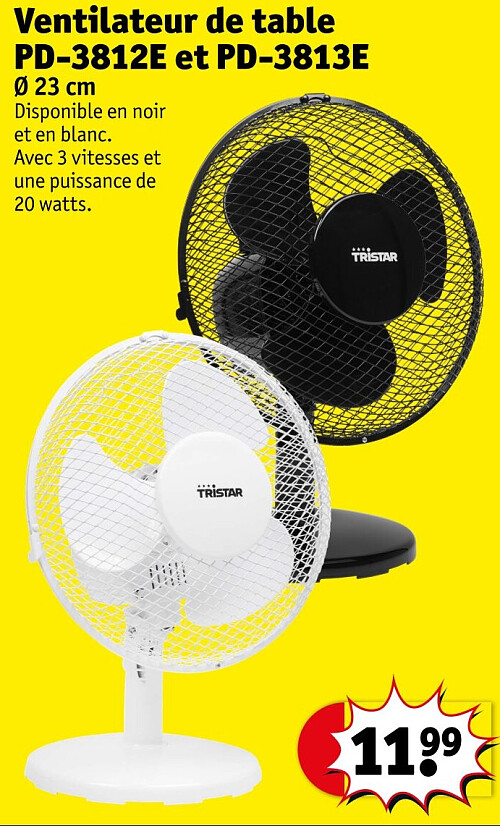 Ventilateur de table PD-3812E et PD-3813E Ø 23 cm
