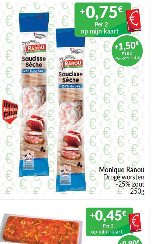 Monique Ranou Droge worsten -25% zout - 250g