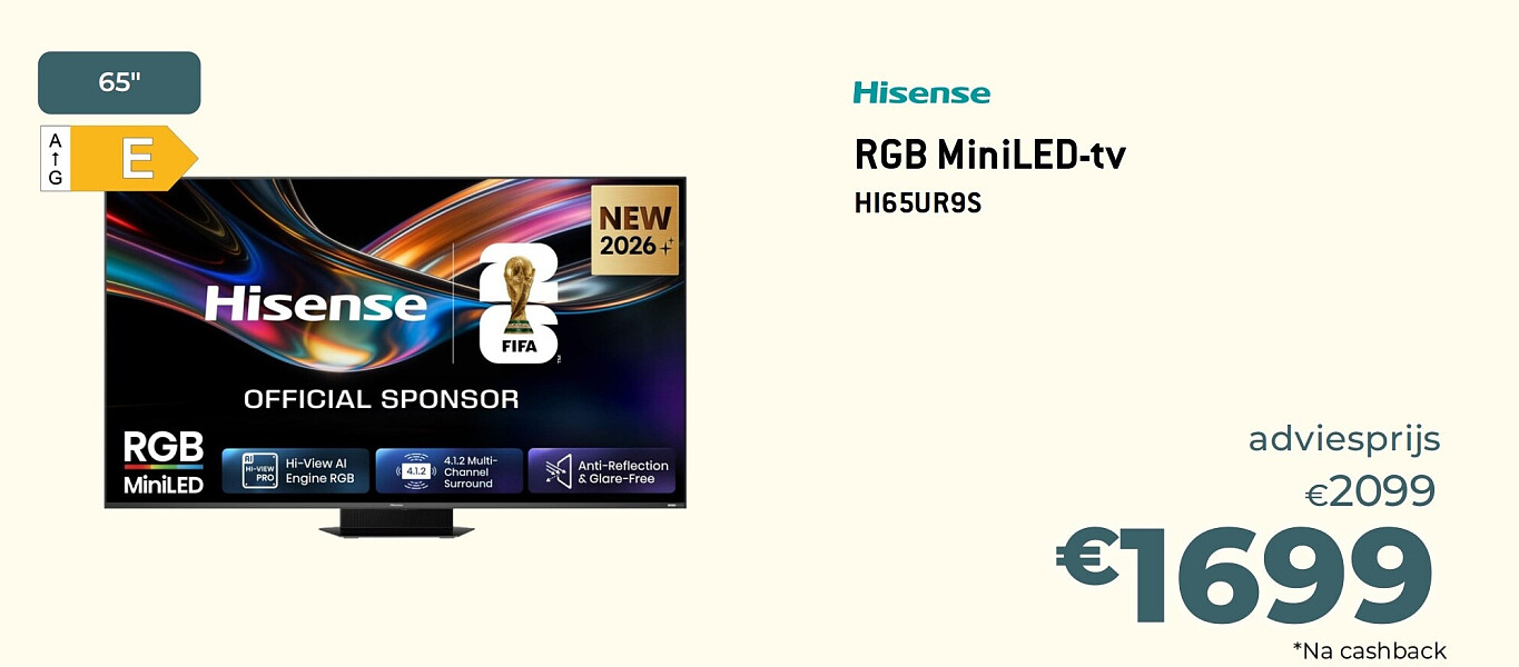 Hisense RGB MiniLED-tv HI65UR9S
