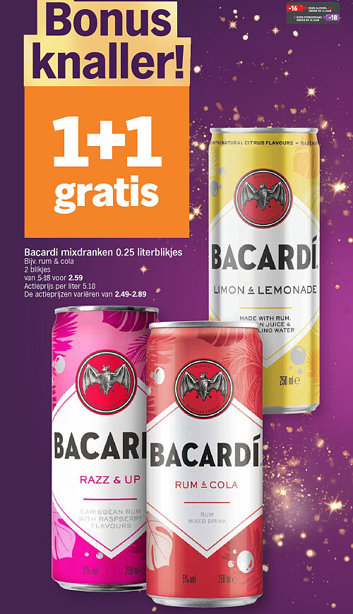 Bacardí mixdranken 0.25 literblikjes