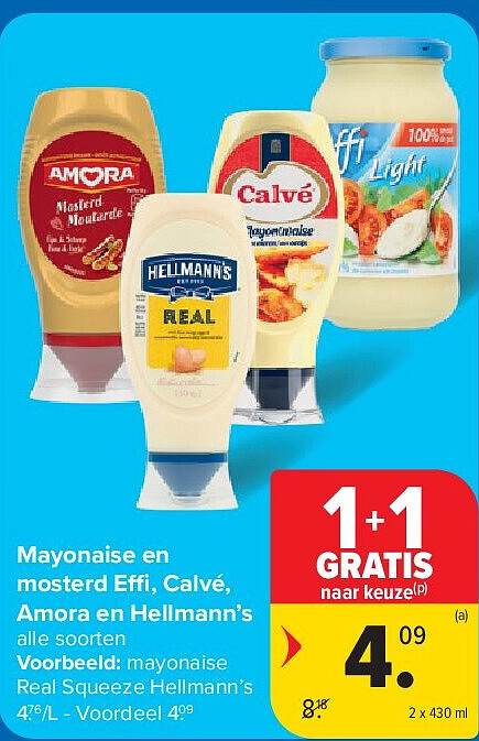 Mayonaise en mosterd Effi , Calvé, Amora en Hellmann’s