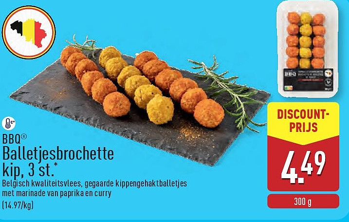Balletjesbrochette kip, 3st.