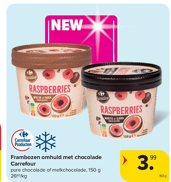 Frambozen omhuld met chocolade Carrefour