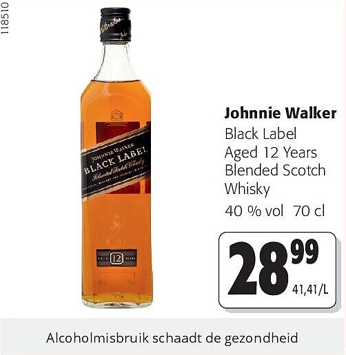 Johnnie Walker Black Label Aged 12 Years Blended Scotch Whisky 40 % vol 70 cl