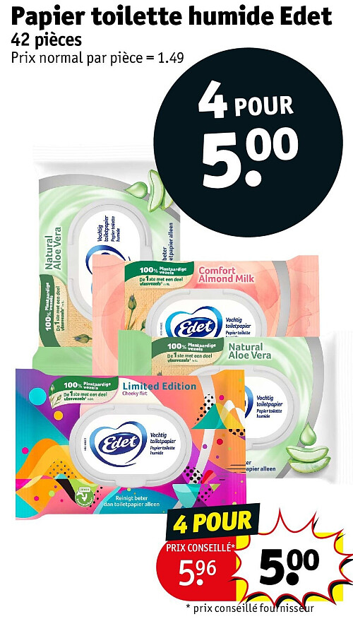 Papier toilette humide Edet 42 pièces 4 POUR