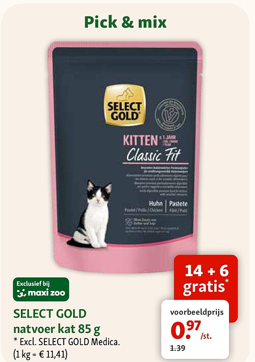 SELECT GOLD natvoer kat 85 g