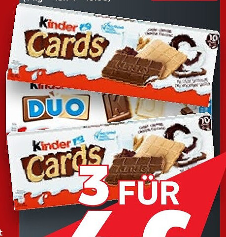 Kinder Cards oder Duo, 3er-Angebot