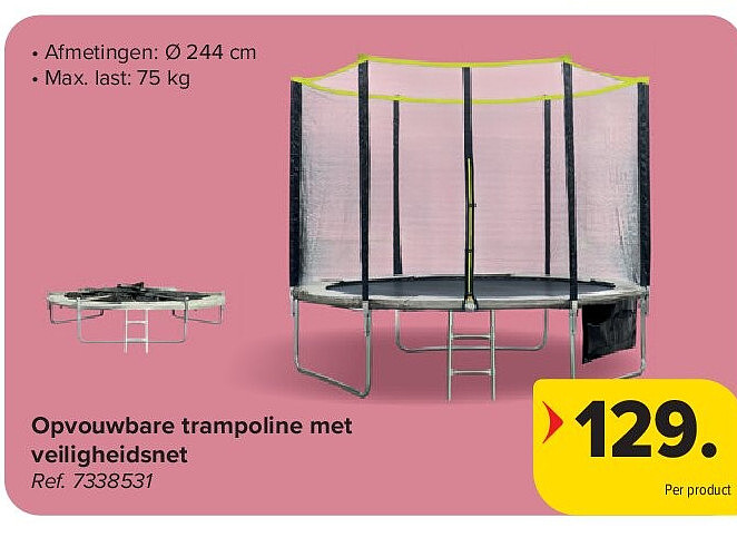 Opvouwbare trampoline met veiligheidsnet