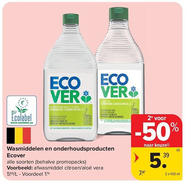 Wasmiddelen en onderhoudsproducten Ecover
