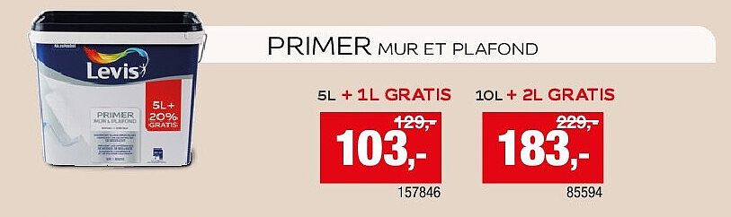 Levis primer mur & plafond 5+1 l blanc