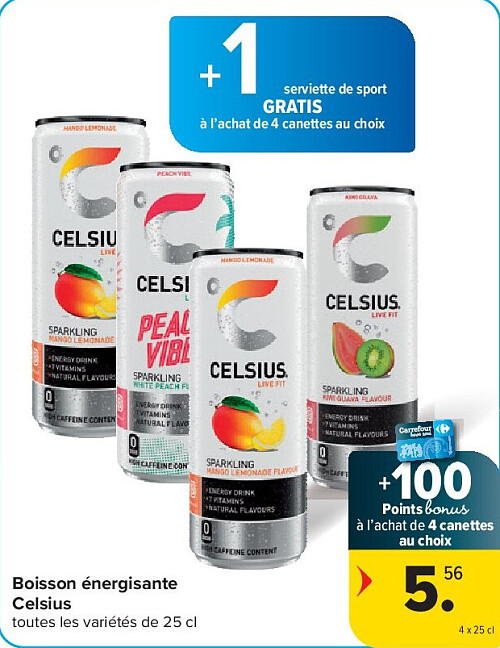 Boisson énergisante Celsius 4 x 25 cl