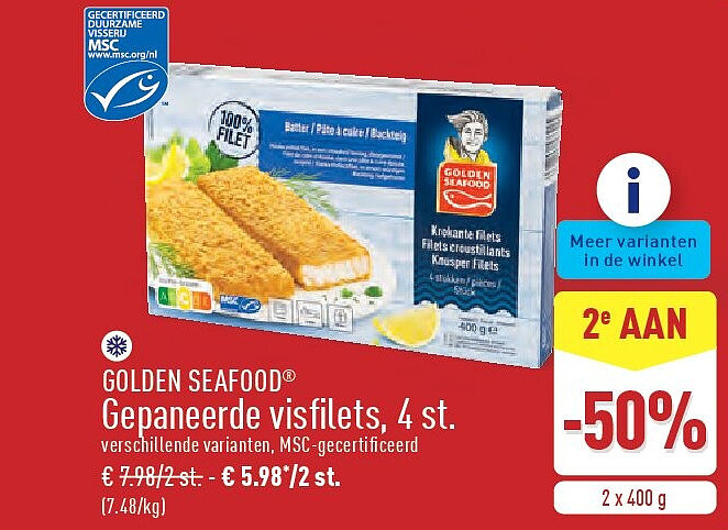 Gepaneerde visfilets, 4st.