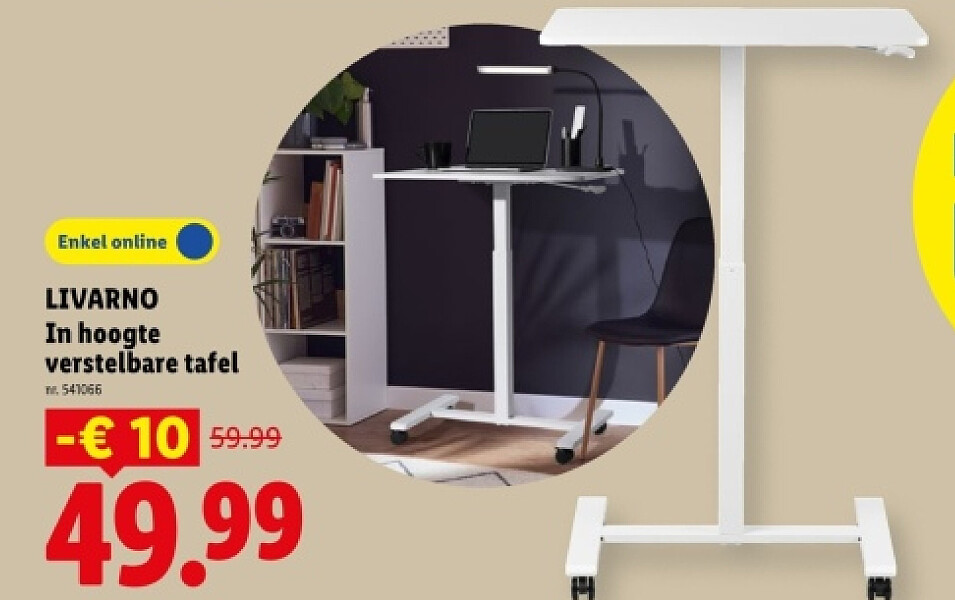 In hoogte verstelbare tafel