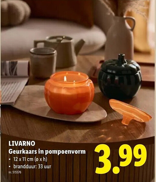 Geurkaars in pompoenvorm